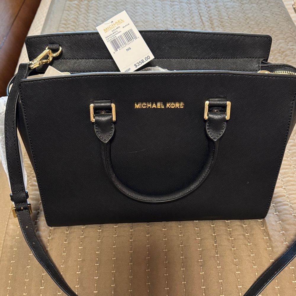 Michael Kors Black Tote with Gold Details